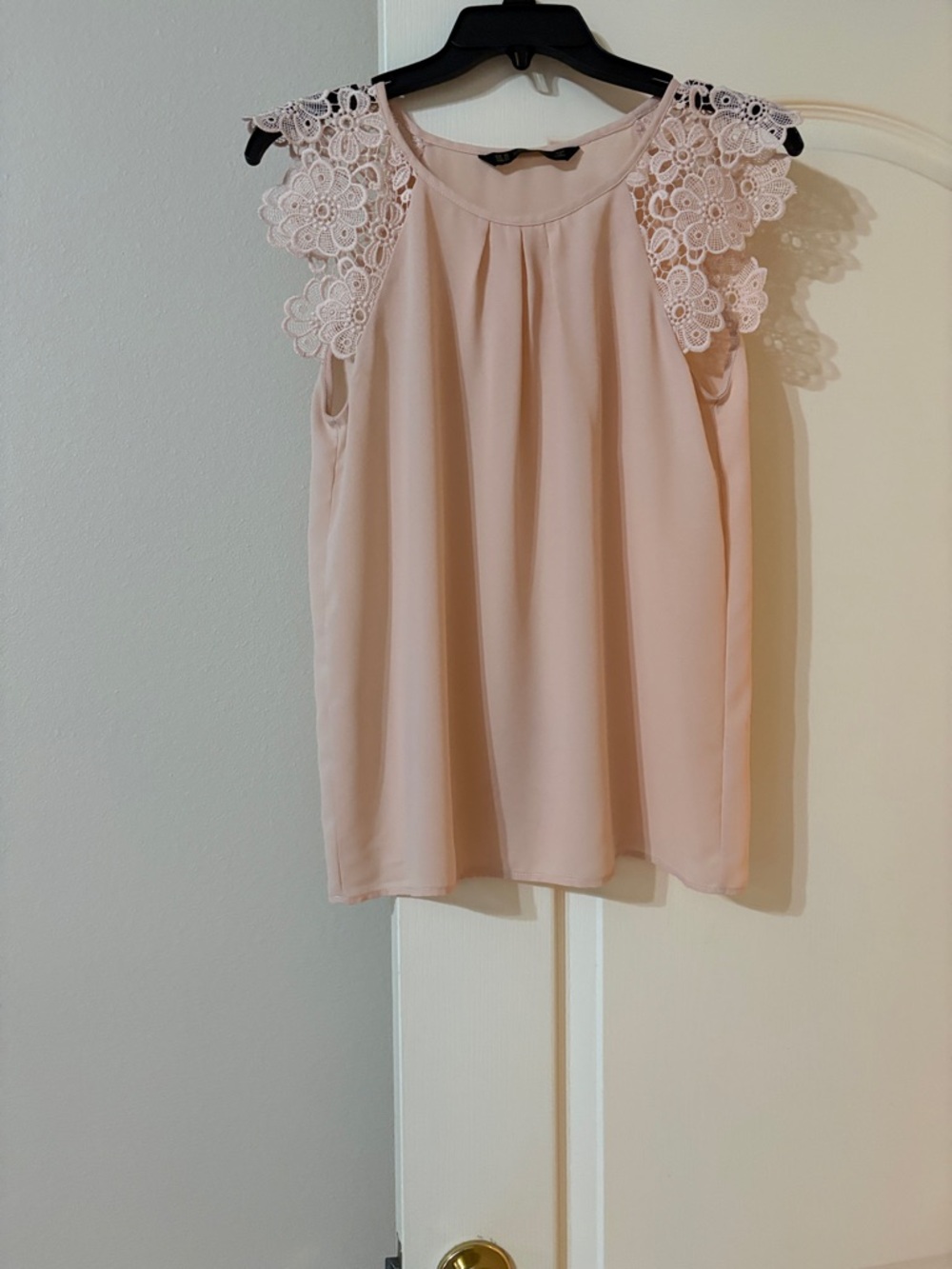 Zara Blush Pink Lace Sleeve Women's Top